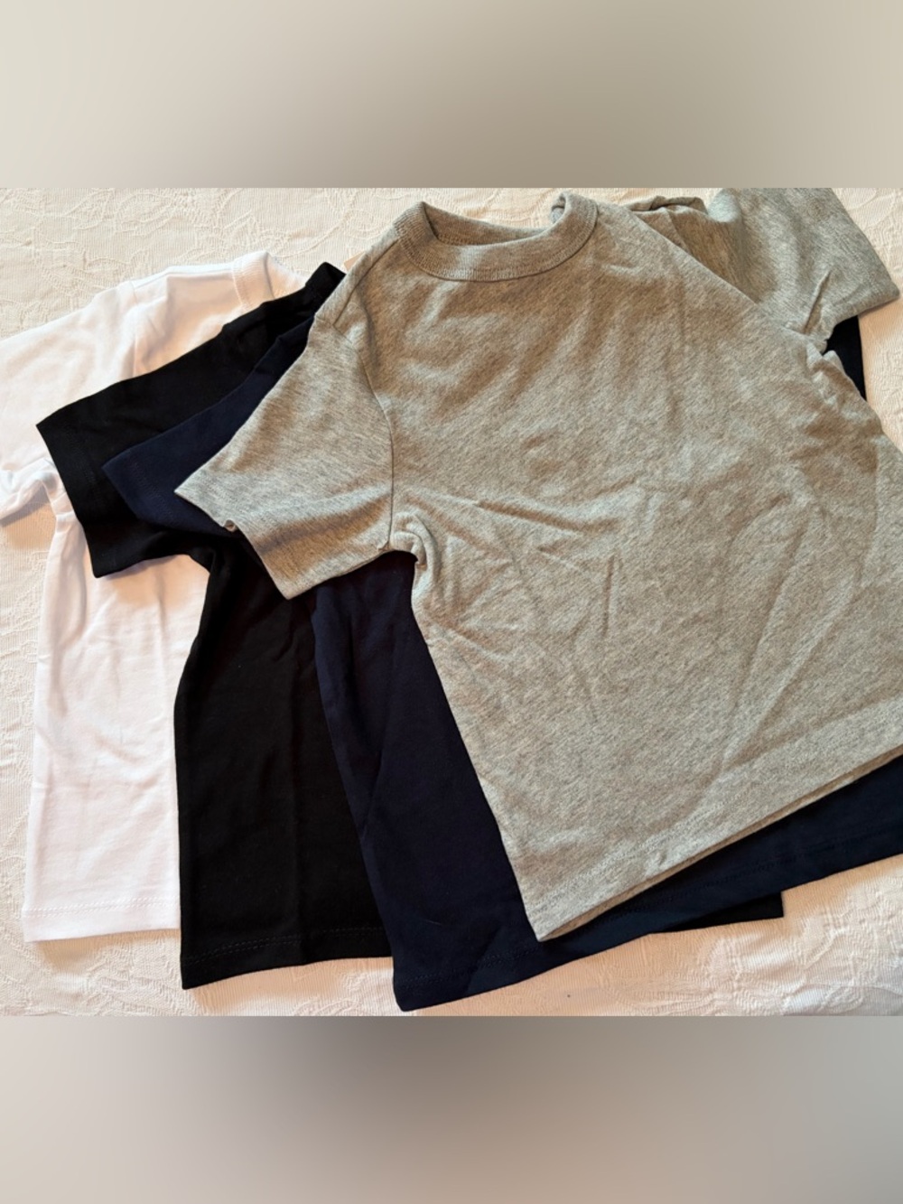 Basic Crewneck Tee set of 4 - Gray, Navy, Black white 2T new